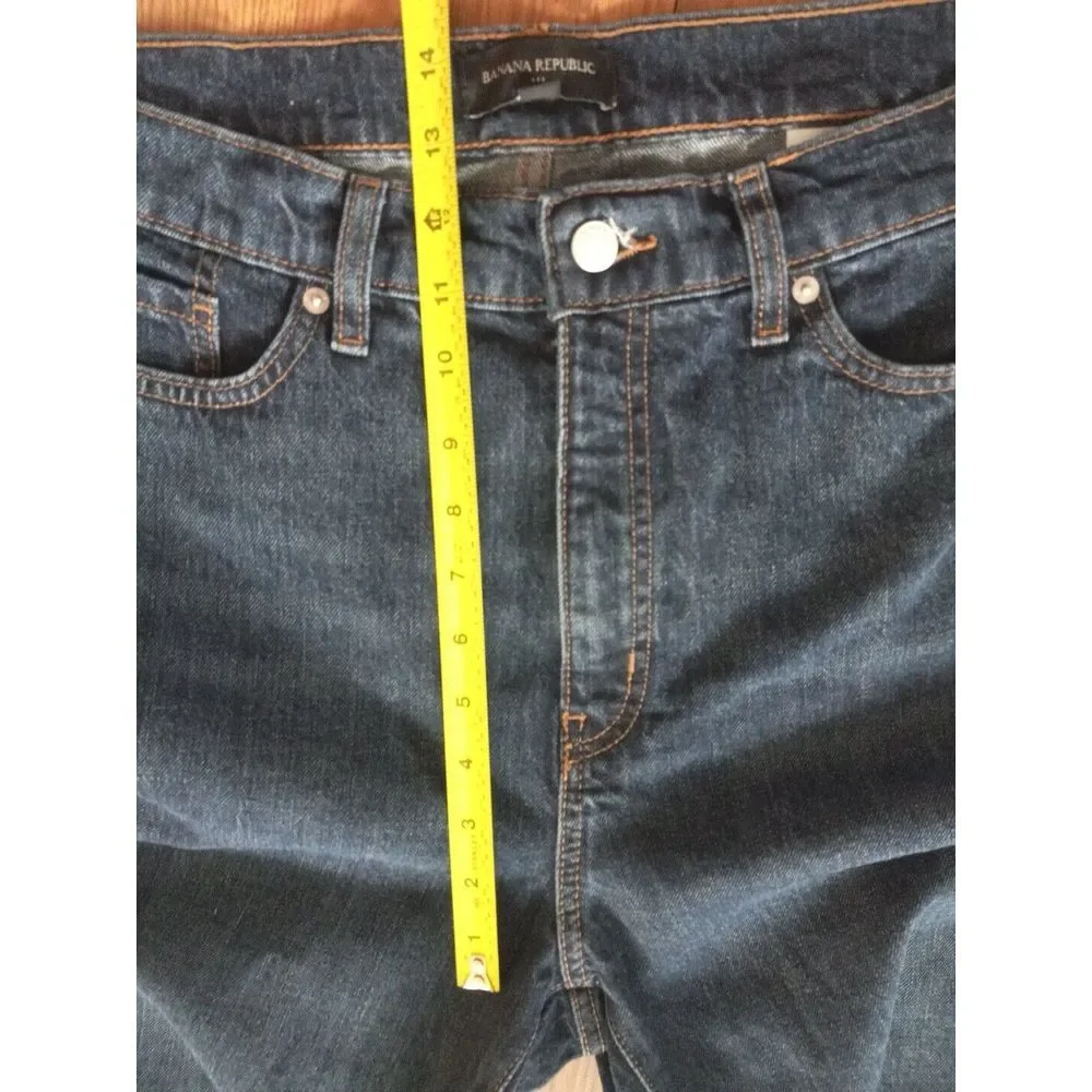 Banana Republic Navy Blue Jeans Mens 36X40‎ Inseam 29 Tapered Fit Athleisure